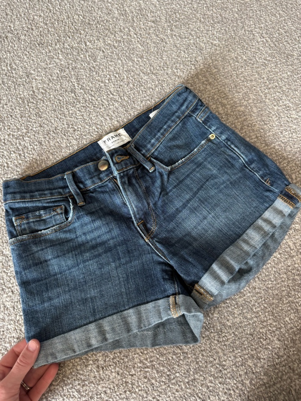Frame Denim Denim Rolled Hem Blue Jean Shorts